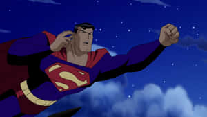 Superman Soaring High In The Sky In Superman: The Animated Series Wallpaper