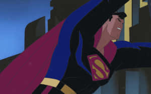 Superman Soars Through The Skies Of Metropolis In Superman: The Animated Series Wallpaper