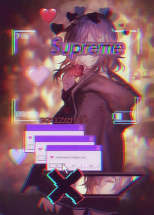 Supreme Anime Glitch Art Wallpaper