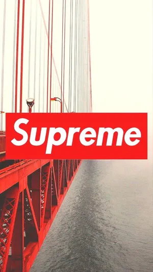 Supreme Logo On Red Bridge Wallpaper