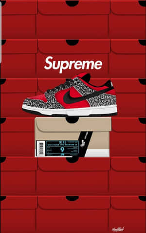 Supreme Skunk - Dunk - Red - Black - White - Black Wallpaper