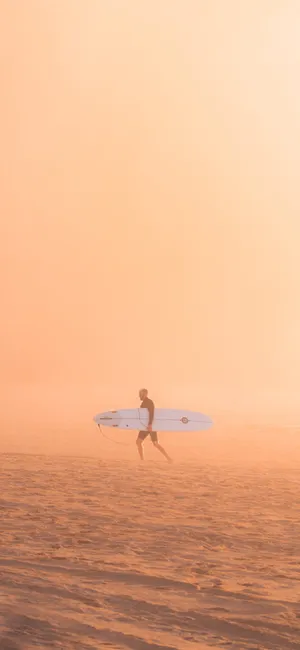 Surfboard Orange Sunset Sky Wallpaper