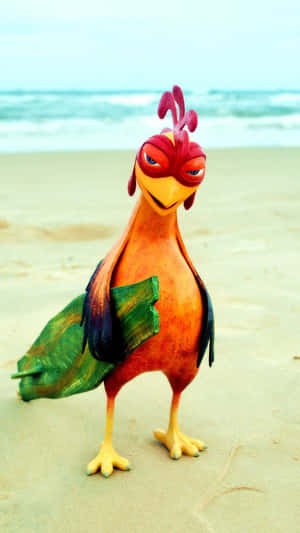 Surfing Chicken Joe Beach Scene Wallpaper