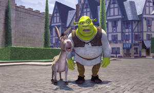 Surprised Donkey And Shrek 4k Wallpaper