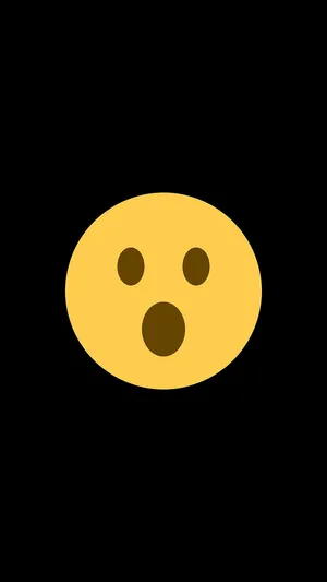 Surprised Yellow Face Emoji Black Background Wallpaper