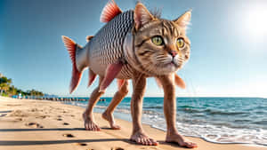 Surreal Cat Fish Hybrid Wallpaper