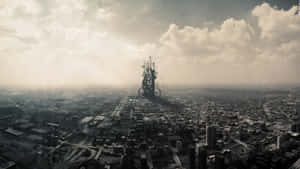 Surreal_ Cityscape_with_ Monumental_ Structure Wallpaper