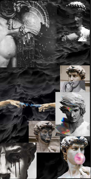 Surreal Classical Statues Collage Wallpaper