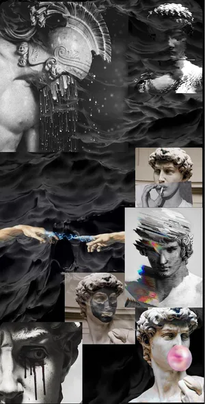Surreal Classical Statues Collage Wallpaper