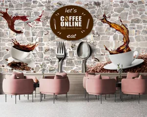 Surreal Coffee Shop Splash Art Wallpaper