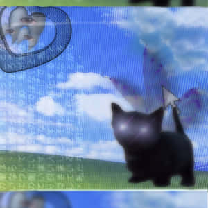 Surreal Cyber Kitty Art Wallpaper