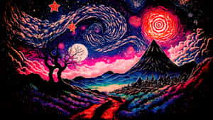 Surreal Dreamscape In The Trippy Sky Wallpaper