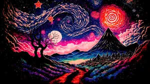 Surreal Dreamscape In The Trippy Sky Wallpaper