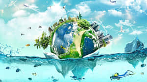 Surreal Earth Water Split Wallpaper