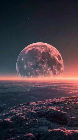 Surreal_ Moonset_ Over_ Landscape Wallpaper