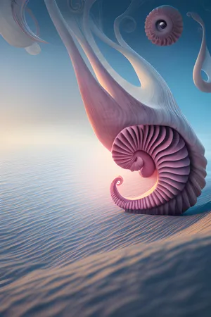 Surreal Nautilus Sea Dreamscape Wallpaper