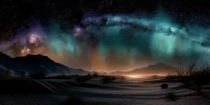 Surreal Nightscape Beneath A Starry Cosmic Sky Wallpaper