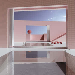 Surreal Pink Architecture Pool Wallpaper