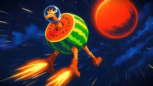 Surreal Space Giraffe Adventure Wallpaper