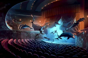 Surrealism Dolphin Art Wallpaper