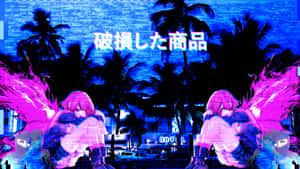 Surrealistic Vaporwave Anime In Purple Wallpaper