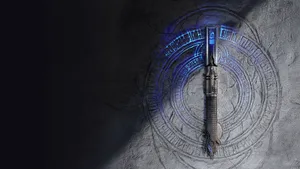 Surrounded By Darkness, The Light Of The Star Wars Lightsaber Breaks Through Wallpaper