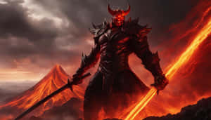 Surtur Rising From Lava Wallpaper