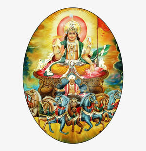 Surya Bhagwan In An Oval Shape Wallpaper