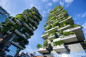 Sustainable Green Building In Urban Environment Wallpaper