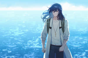 Suzume No Tojimari Character At Sea Wallpaper