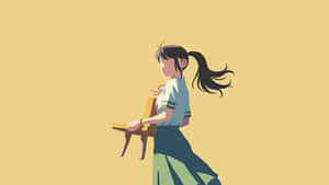 Suzume No Tojimari Character Walkingwith Chair Wallpaper