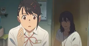 Suzume Surprised Reaction Anime Scene Wallpaper