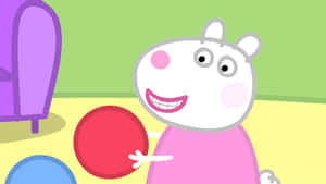 Suzy Sheep Running With A Huge Smile Wallpaper