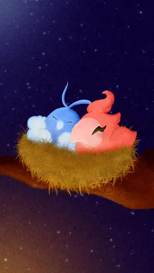 Swablu And Spritzee In Nest Wallpaper