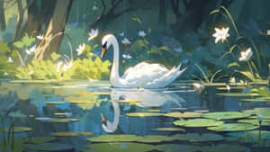 Swan Lake Enchanted Scene Wallpaper
