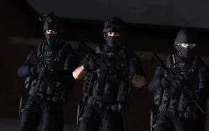 Swat Team In Action Under Midnight Sky Wallpaper