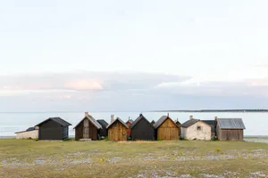 Sweden Faro Fisherman Houses Wallpaper