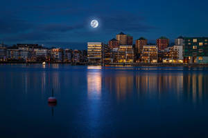 Sweden Moonlight Over Stockholm Wallpaper