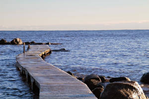 Sweden Wooden Port At Sea Wallpaper