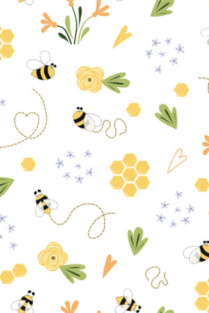 Sweet And Delicate Vintage Bee, Perched Delicately On A Bright Yellow Flower Wallpaper