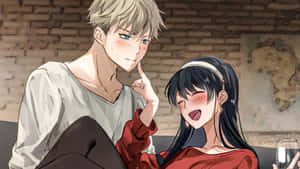 Sweet Anime Couple Moment Wallpaper