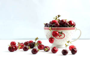 Sweet Benton Cherries In A Teacup Wallpaper