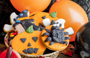 Sweet Halloween Treats Fill Your Table Wallpaper
