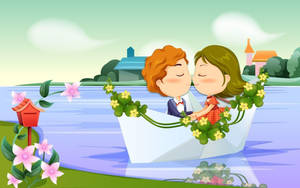 Sweet Romantic Couples On A Boat Wallpaper