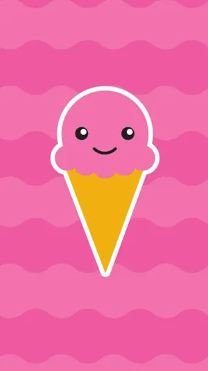 Sweet Treats: Delightful Pink Smiley Ice Cream Wallpaper