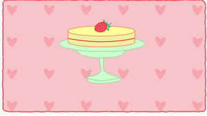 Sweetest Day Strawberry Cake Illustration Wallpaper