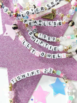 Swiftie Themed Bracelets Sparkle Background Wallpaper