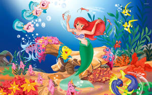 Swim And Play With Ariel, Flounder And Sebastian Wallpaper