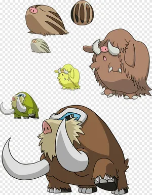 Swinub, Piloswine, And Mamoswine With Shiny Forms Wallpaper