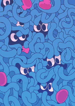 Swirly Blue Tangela Pattern Wallpaper